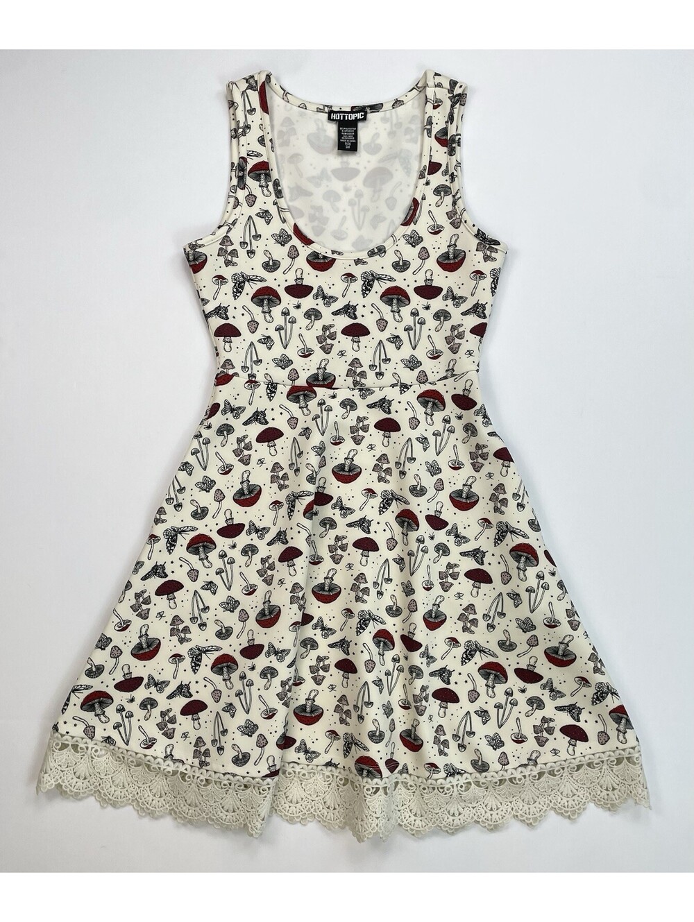Hot Topic Mushroom Dress Lace Trim Hem Ivory Cottagecore Fairy S
